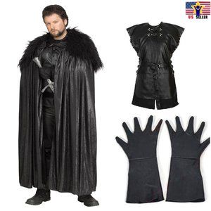 Game of Thrones Jon Snow Men Cosplay Costume Hallo.. Cloak Outfit + Glov…S.2XL